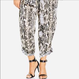 CALVIN KLEIN SNAKE PRINT LINEN PANTS
